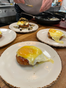 Steak Hache Alla Lyonnaise dish served